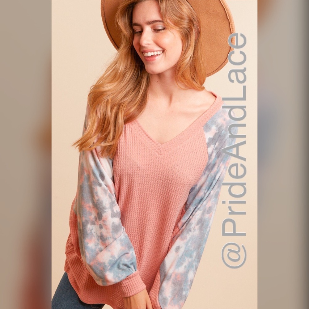 🌸Mauve Waffle Thermal Tie Dye Top🌸